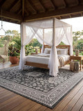 Rugs.com Outdoor Aztec Collection Rug – 5x7 Charcoal Gray Flatweave-Pile Rug Perfect for Living Rooms, Large Dining Rooms, Open Floorplans