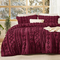 Bedsure Tufted Boho Comforter Set King Size - Burgundy Boho Bed Set, GentleSoft™ 3 Pieces Farmhouse Shabby Chic Embroidery Bedding, Gifts for Woman, Soft Jacquard King Comforter for All Seasons