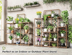 EnHomee Plant Stand, 8 Tiers Indoor Plant Stand for Multiple Plants Pot, Wood Plants Shelves for Living Room, Patio, Balcony, Yard, Garden, 34.3" W x 11.8" D x 47.2" H