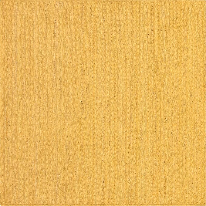 Unique Loom Braided Jute Collection Area Rug - Dhaka (8' Square, Yellow)