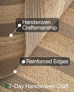 LUMI 8x10 Jute Area Rug for Living Room, Natural Handwoven Rugs Non Slip, Farmhouse Braided Carpets No Shedding for High Traffic, Dining Room, Indoor, Outdoor, Patio