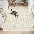 4x6 Area Rugs for Living Room, Vintage Washable Rugs for Dining Room, Bedroom, Home Office Decor, Non-Slip Beige/Brown Carpet Thin Rug