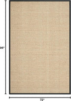 Safavieh Area Rug 6x8 - Natural Fiber Collection - Natural & Black, Seagrass, Basketweave Pattern with Border (NF114C)