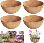 Riare 4 Pack 12 Inch Round Coco Liners Replacement, 100% Natural Coconut Coir Liners for Hanging Baskets, Garden Flower Vegetables Planter Pot, Window Box, Fence, Decks