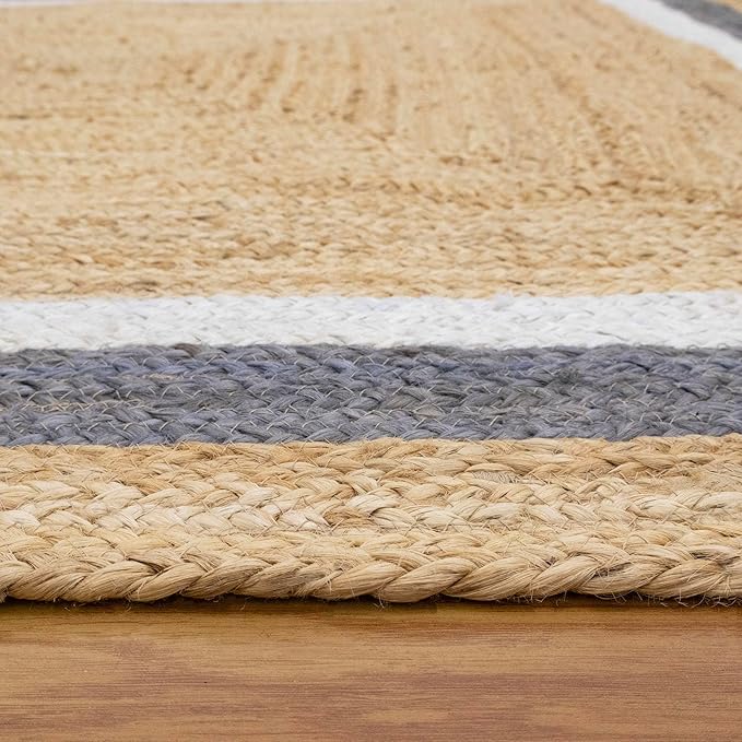 Handmade Jute Rug 4x4 ft – Natural Square Boho Rug for Living Room, Dining Area & Entryway, Hand Braided Eco-Friendly Jute Carpet for Small Spaces