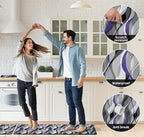 Kitchen Mats for Floor Modern Abstract kitchen rugs Grey and Purple Stripe Anti Fatigue Kitchen Mats Waterproof Floor Mats Cushioned Non-Skid Standing Mats for Kitchen, Set of 2,17.3 x 28+17.3 x 47