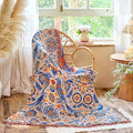 Boho Throw Blanket 60"x80" 100% Cotton Twin Bed Bird Blanket, Reversible Breathable Lightweight Spring Decorative Tassel Blankets for Couch Sofa Decor