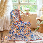 Boho Throw Blanket 60"x80" 100% Cotton Twin Bed Bird Blanket, Reversible Breathable Lightweight Spring Decorative Tassel Blankets for Couch Sofa Decor