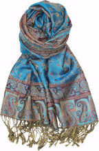 Achillea Reversible Paisley Pashmina Rave Scarf – Exotic Indian Shawls and Wraps for Evening Dresses, Festivals, All Seasons