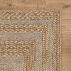 Beverly Rug Easy Jute Framed Border Entry Rug 2x3 Washable Durable Indoor Outdoor Area Rugs for Living Room Patio Office Stain Resistant Non Shedding Casual Indoor Outside Carpet 2 x 3 Natural