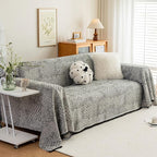 ROOMLIFE Couch Cover Black Boho Sofa Covers for 3 Cushion Couch Washable, Furniture Protector Sofa Couch Cover for Dogs, Soft Breathable Sofa Slipcover, Couch Throw Blankets with Tassels 71''X118''