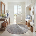 SAFAVIEH Area Rug 6' Round - Cape Cod Collection - Blue & Natural Brown, Handmade Jute & Cotton, Woven Braided Design (CAP202M)