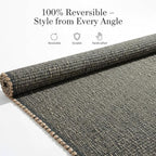 Green Jute & Cotton Braided Rug Rectangle 2' x 3' – Reversible Soft Accent Rug for Entryway, Kitchen, Bathroom