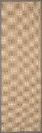 SAFAVIEH Natural Fiber Collection Runner Rug - 2'6" x 14', Maize & Grey, Sisal, Woven Design with Border (NF141G)