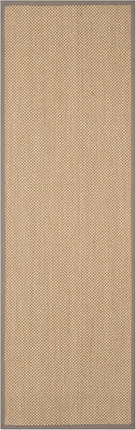 SAFAVIEH Natural Fiber Collection Runner Rug - 2'6" x 14', Maize & Grey, Sisal, Woven Design with Border (NF141G)