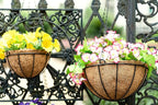 Kingbuy 8" Metal Hanging Plant Baskets with Coconut Liner (2 Pack) - Farmhouse Wire Planters Flower Pots for Plants Ferns Indoor Outdoor Balcony Patio Garden Decoration