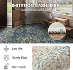 GENIMO Floral Reversible Runner Rug 2’6”x8’, Non-Slip Washable Low-Pile Lightweight Rug for Hallway, Kitchen, Laundry Room, Bedroom, Bathroom, Vintage Boho Indoor Decor, Beige/Navy