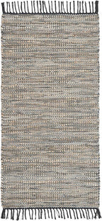 SAFAVIEH Vintage Leather Collection Accent Rug - 2'3" x 4', Grey, Handmade Boho Fringe Leather & Jute, Ideal for High Traffic Areas in Entryway, Living Room, Bedroom (VTL203F)