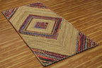 Square Area Rug - 3x3 Feet Multicolor Cape Code Chindi Cotton Jute Rug Geometric Kilim Rug Indoor Outdoor Use Carpet Flatweave Rugs for Bedroom Bedside Custom Mat Dining Table Mat