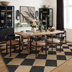 8x10 Checkered Easy Jute Area Rug for Living Room Large Checkerboard Washable Indoor Outdoor Carpet Farmhouse Patio Office Mat Geometric Non Slip Black Carpet for Backyard Dining Room