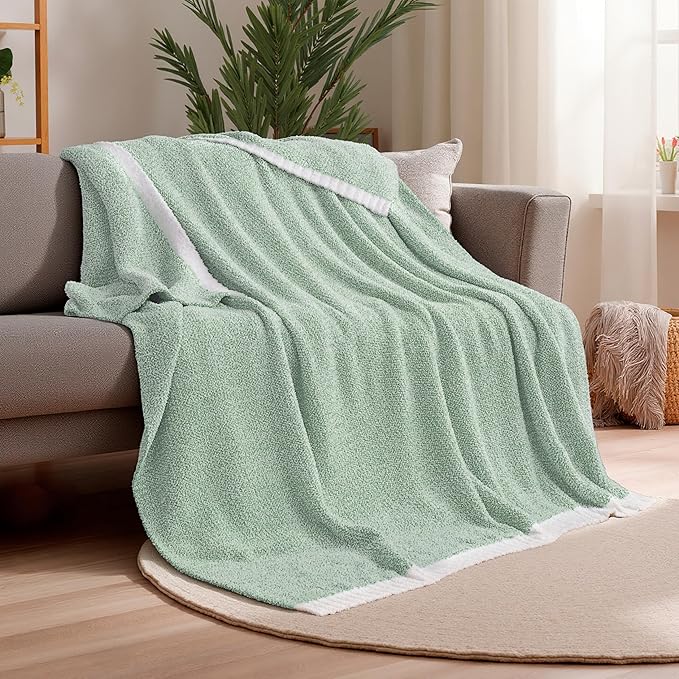 Joiedomi Twin Blanket for Couch Bed, Sage Green Knitted Blankets Gifts for Women Mom Girls, Cozy Cute Soft Throw Home Room Decor Aesthetic for Women Mothers Birthday Gifts 60x80 Inches