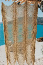Macrame Curtain Boho Curtain Doorway Window Wall Decor Fiber Yarn Art Handwoven Wall Hanging Art Craftsmanship Home Door Bedroom Wedding Backdrop Arch,Closet Room Divider 59" W x 75" H (1 Panel,Khaki)