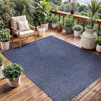 Washable Indoor Outdoor Rug 9x12 Weather Resistant Area Rugs Modern Solid for Porch Deck Balcony Backyard Patio Outside Carpet (9 X 12 Azure Blue)