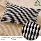 AmHoo Boho Chenille Pillow Cover Decorative Tufted Pillowcase for Couch Bed Sofa Bedroom Living Room Modern 12 x 20-Inch Black