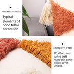 Merrycolor Boho Throw Pillow Covers 20x20 with Tassels, Decorative Pillow Covers Woven Tufted Bohemian Pillow Covers for Couch Sofa Bedroom Living Room