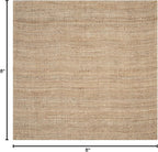 SAFAVIEH Area Rug 8' Square - Natural Fiber Collection - Natural Brown, Handmade Jute, Farmhouse Style, Chunky Textured Thick Pile (NF447A)