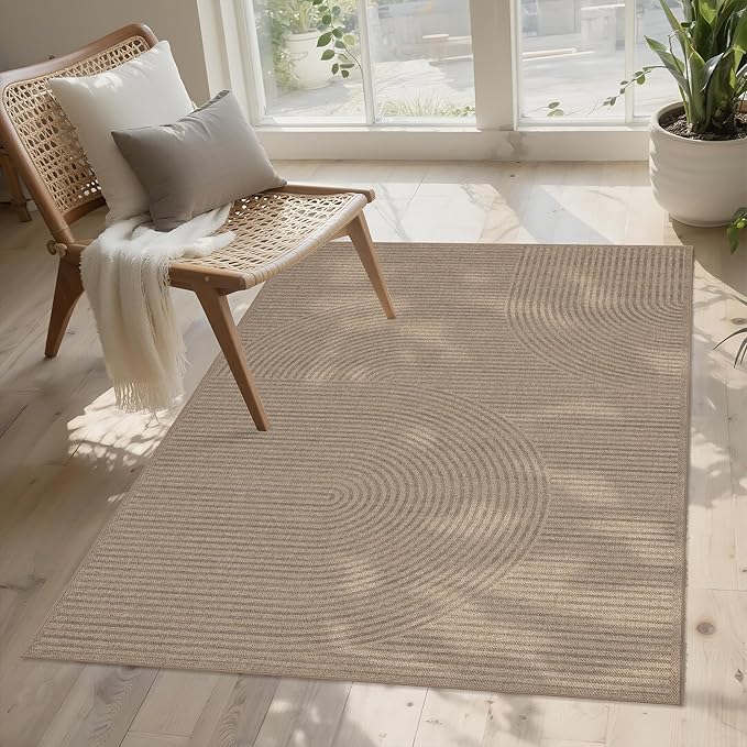 Easy Jute Rug 3x5: Indoor Outdoor Natural Boho Area Rugs for Living Room Patio Washable - Farmhouse Neutral Contemporary Carpet Mat for Entryway Bedroom Kitchen Backyard Sunroom Non Slip