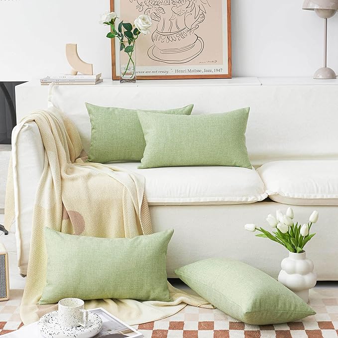 Home Brilliant 12x20 Spring Pillow Cover for Couch Sage Throw Pillow Covers Farmhouse Rectangle Pillow Covers Set of 4, Gadern Couch Patio Bench Sofa Decor, 30x50 cm, Grass Green