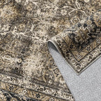 Brown Entryway Rug 2x4 Vintage Area Carpet Indoor Kitchen Washable Door Mat Living Room Entrance Small Low Pile Non Slip Traditional Distressed Retro Accent Throw Rug Office Bathroom