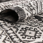 Rugs.com Outdoor Aztec Collection Rug – 3' x 5' Charcoal Gray Flatweave Rug Perfect for Living Rooms, Large Dining Rooms, Open Floorplans