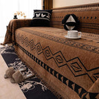 VClife Bohemian Couch Cover for Dog, Plush Thick Chenille Aztec Couch Cover for 3-4 Cushion Couch Sofa Pet Friendly Sofa Slipcover with Tassel 71"X150"
