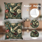 Vintage William Morris Green Hummingbird Pillow Cover 18x18,Rustic Green Hummingbird Bird Animal Floral Botanical Print Decorative Throw Pillow Covers for Home Bedroom Living Room