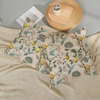 Chinoiserie Pillow Covers 18x18 Set of 2 Blue Green Bird Floral Throw Pillows Vintage Yellow Lemon Flowers Decorations Pillowcase Outdoor Chinoiserie Decor Linen Cushion Case for Couch Home