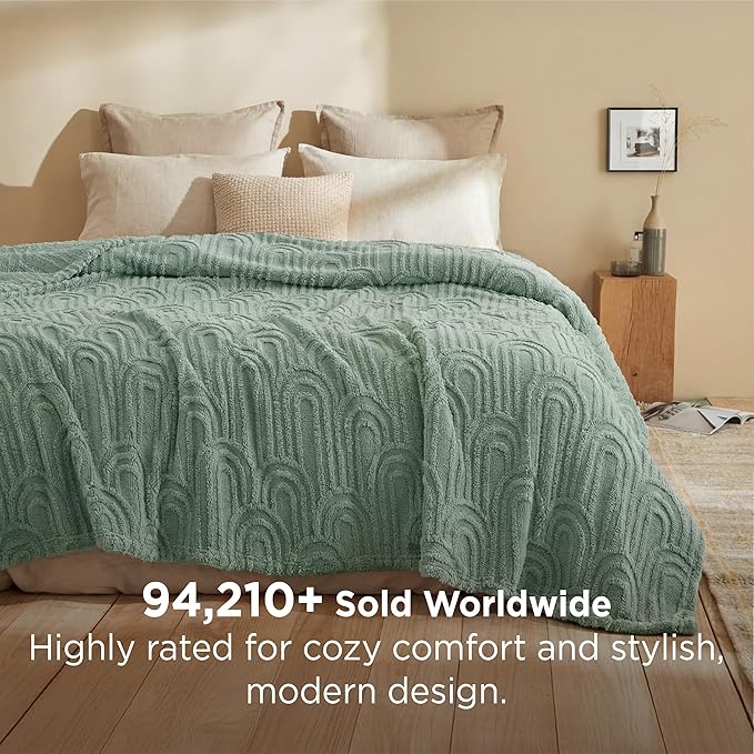 Bedsure GentleSoft Fleece Blanket Queen Size for Bed - Super Soft & Cozy, Fluffy Blankets for Women & Girls, Ideal for Sofa & Couch, Sage Green, 90x90 Inches