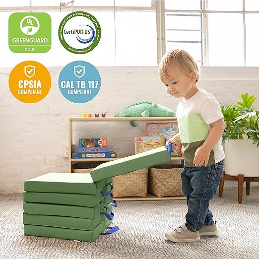ECR4Kids SoftZone Floor Cushions, Square, Flexible Seating, Hunter Green, 6-Piece