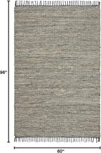 SAFAVIEH Vintage Leather Collection Area Rug - 5' x 8', Grey, Handmade Boho Fringe Leather & Jute, Ideal for High Traffic Areas in Living Room, Bedroom (VTL203F)