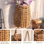 Woven Water Hyacinth Hanging Basket Door Hanging Basket Wall for Home Garden Farmhouse (Water Hyacinth)