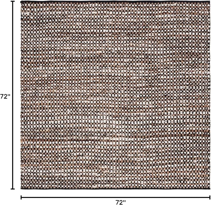 SAFAVIEH Natura Collection Area Rug - 6' Square, Black & Ivory, Handmade Flat Weave Wool & Jute, Ideal for High Traffic Areas in Living Room, Bedroom (NAT349Z)