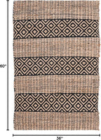 SAFAVIEH Natural Fiber Collection Accent Rug - 3' x 5', Black & Natural, Handmade Boho Farmhouse Rustic Jute & Cotton Jute, Ideal for High Traffic Areas in Entryway, Living Room, Bedroom (NFB653Z)