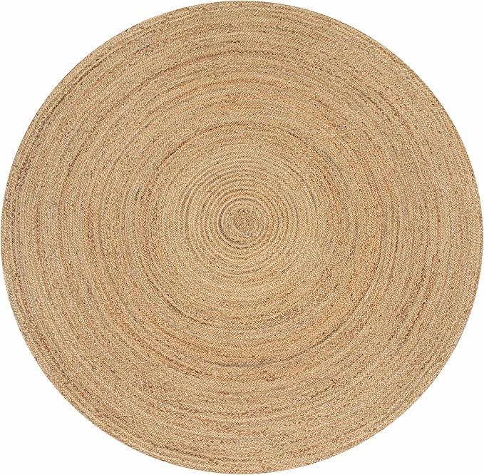 Ramanta Home Jute Braided Rug 6 Ft Round – Large Natural Farmhouse Area Rug, Handwoven Reversible Carpet for Living & Dinning Room, Bedroom, Kitchen, Nursery, Entryway – Boho Coastal Neutral Floor Mat