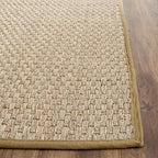 SAFAVIEH Area Rug 8x10 - Natural Fiber Collection - Large - Natural & Olive Green, Seagrass, Basketweave Pattern (NF114G)