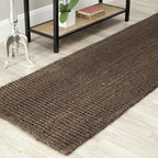 SAFAVIEH Natural Fiber Collection Runner Rug - 2'6" x 8', Brown, Handmade Jute, Farmhouse Style, Chunky Textured Thick Pile (NF447D)