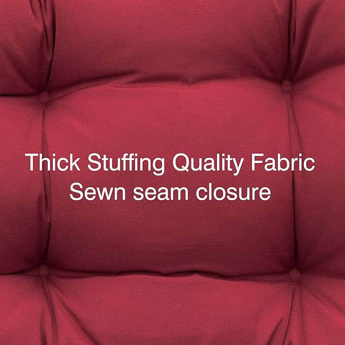 QILLOWAY Outdoor Seat/Back Chair Cushion Tufted Pillow, Spring/Summer Seasonal All Weather Replacement Cushions. (RED)