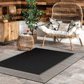 Nuloom Asha Black/Ivory, 6'7" x 9', Casual, Striped Border, Soft and Cozy, High Traffic, Stain Resistant, Easy Clean, Durable Area Rug for Indoor/Outdoor Patio, Deck, Porch, Garden, Courtyard