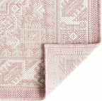Rugs.com Outdoor Aztec Collection Rug – 6' x 9' Pink Flatweave Rug Perfect for Living Rooms, Large Dining Rooms, Open Floorplans