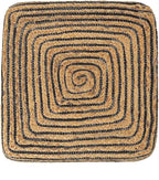 REDEARTH · Cube Pouf Foot Stool Ottoman - Jute Braided Pouffe Poof Accent Sitting Footrest for The Living Room, Bedroom, Nursery, Patio, Lounge 50% Jute 50% Cotton (14.5”X14.5”X16”; Natural Black)